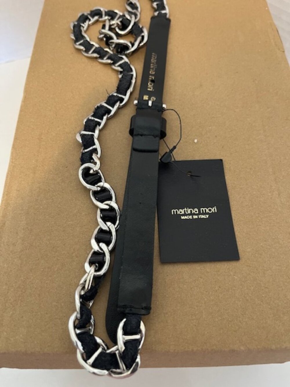 Martina Mori chain leather belt.